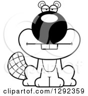 Wild Animal Clipart Of A Black And White Bored Beaver Royalty Free Lineart Vector Illustration