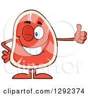Poster, Art Print Of Cartoon Beef Steak Mascot Winking And Giving A Thumb Up