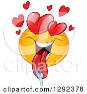Cartoon Clipart Of A Yellow Smiley Face Emoticon In Love Drooling And With Heart Eyes Royalty Free Vector Illustration