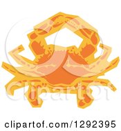 Poster, Art Print Of Orange Woodcut Crab