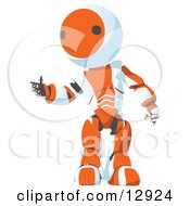 Nice Orange Metal Robot Reaching Out