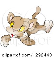 Clipart Of A Brown Cat Resting His Cheek In His Hand Royalty Free Vector Illustration