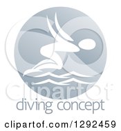 Poster, Art Print Of White Swimmer Diving In A Circle Over Sample Text
