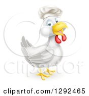 Clipart Of A Happy White Chicken Chef Facing Right Royalty Free Vector Illustration