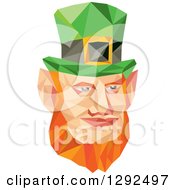 Poster, Art Print Of Geometric Red Haired St Patricks Day Leprechaun Face