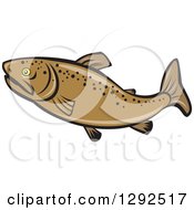 Poster, Art Print Of Cartoon Brown Trout Fish In Profile