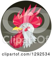Clipart Of A Geometric Profiled Rooster Head In An Abstract Circle Royalty Free Vector Illustration