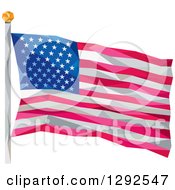 Poster, Art Print Of Geometric American Flag On A Pole
