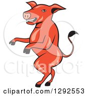 Clipart Of A Cartoon Pig Walking On His Hind Legs Royalty Free Vector Illustration