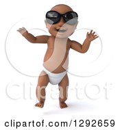 Clipart Of A 3d Black Baby Boy Wearing Sunglasses And Walking Royalty Free Illustration