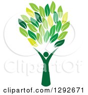 Poster, Art Print Of Person Forming The Trunk Of A Tree With Green Leaves