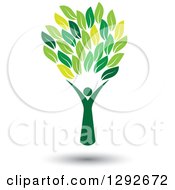 Poster, Art Print Of Floating Person Forming The Trunk Of A Tree With Green Leaves