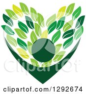 Clipart Of A Cheering Person With Arms Framing A Love Heart Made Of Green Leaves Royalty Free Vector Illustration by ColorMagic #COLLC1292674-0187
