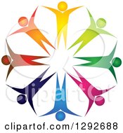 Clipart Of A Team Circle Of Colorful Cheering People Royalty Free Vector Illustration by ColorMagic #COLLC1292688-0187