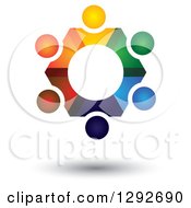 Poster, Art Print Of Team Circle Of Abstract Floating Colorful People Forming A Gear