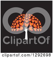 Clipart Of A White Hand And Arm Forming The Trunk Of A Heart Tree Over Black Royalty Free Vector Illustration