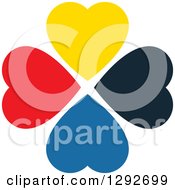 Poster, Art Print Of Circle Of Diverse Colorful Hearts