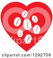 Poster, Art Print Of Red Heart With White Coffee Beans Inside