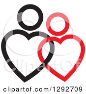 Black And Red Entwined Heart Shaped Couple