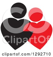 Black And Red Connected Heart Shaped Couple