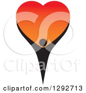 Poster, Art Print Of Black Person Holding Up A Big Gradient Red And Orange Love Heart