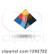 Clipart Of A Floating Yellow Red And Blue 3d Pyramid Royalty Free Vector Illustration