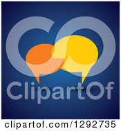 Clipart Of Connected Orange And Yellow Instant Messenger Chat Balloons Over Blue Royalty Free Vector Illustration