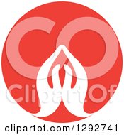 Poster, Art Print Of Pair Of White Prayer Or Namaste Hands In A Red Circle