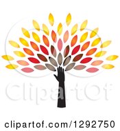 Poster, Art Print Of Hand And Arm Forming The Trunk Of A Tree With Colorful Autumn Leaves
