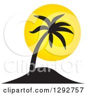 Poster, Art Print Of Black Tropical Silhouetted Palm Tree And Yellow Sunset