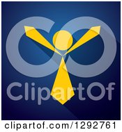 Clipart Of A Flag Design Yellow Businessman Cheering Over Blue Royalty Free Vector Illustration