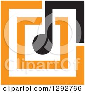 Poster, Art Print Of Black Music Note Merched Into Orange Squares
