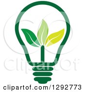 Poster, Art Print Of Green Energy Light Bulb With Leaves