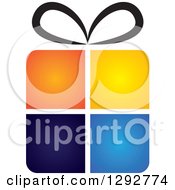 Clipart Of A Gradient Four Colored Gift Box With A Black Bow Royalty Free Vector Illustration by ColorMagic #COLLC1292774-0187