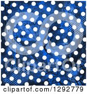 Clipart Of A Distressed Blue Background With White Polka Dots Royalty Free Illustration