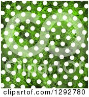 Poster, Art Print Of Distressed Green Background With White Polka Dots