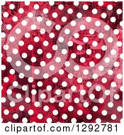 Poster, Art Print Of Distressed Red Background With White Polka Dots