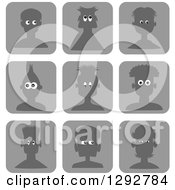 Poster, Art Print Of Grayscale Male Avatar Head Icons With Different Eyes And Hairstyles