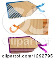 Poster, Art Print Of Parchment Paper Gift Tag Labels With Cut Stripes Revealing Color On A White Background