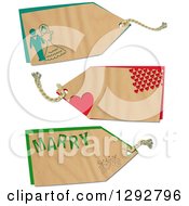 Poster, Art Print Of Parchment Paper Gift Tag Labels With A Wedding Couple Heart And Text On A White Background
