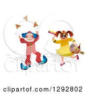Boy In A Purim Clown Costume And Girl With Mishloach Manot