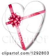 Poster, Art Print Of 3d Valentine Heart With A Patterned Bow And Ribbon