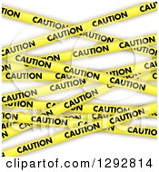 Poster, Art Print Of Background Of 3d Diagonal Yellow Caution Tapes On White