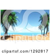 3d Tropical Beach Scene With Palm Trees And White Sand