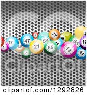 Poster, Art Print Of 3d Colorful Bingo Or Lottery Balls Over Perforated Metal