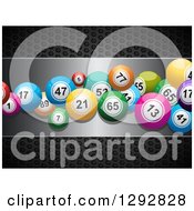 3d Colorful Bingo Or Lottery Balls On A Silver Plaque Over Black Perforated Metal