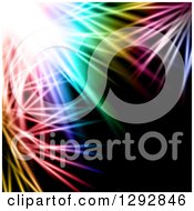 Poster, Art Print Of Background Of Bright Light And Colorful Feathery Lights On Black