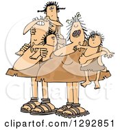 Poster, Art Print Of Chubby Caveman Dad And Mom With Children
