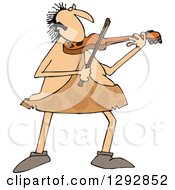 Chubby Sophisticated Caveman Playing A Violin