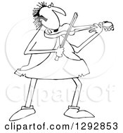 Chubby Black And White Sophisticated Caveman Playing A Violin